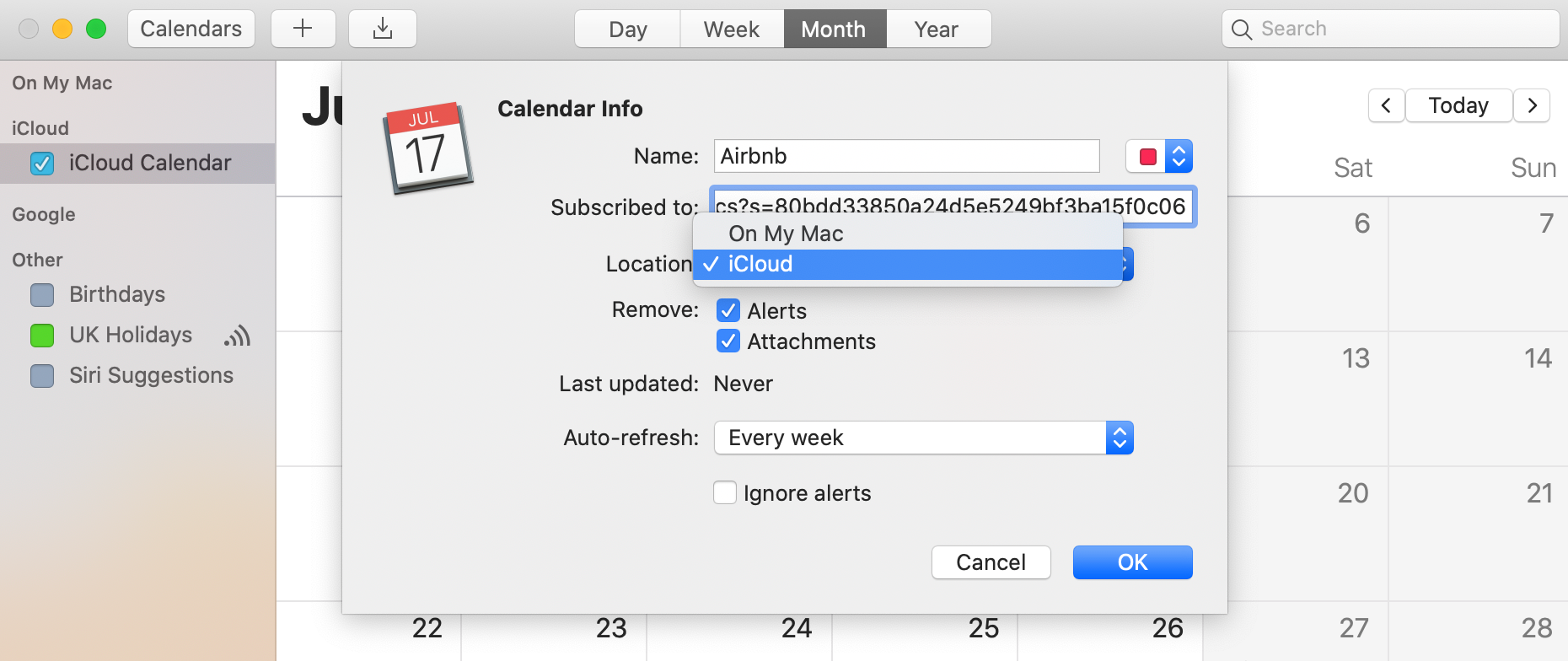 How do I sync my Airbnb calendar with Apple Mac calendar?