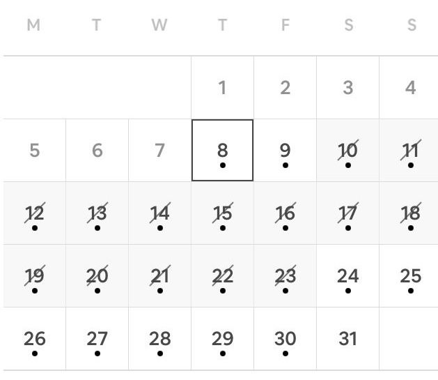 Airbnb calendar black dots