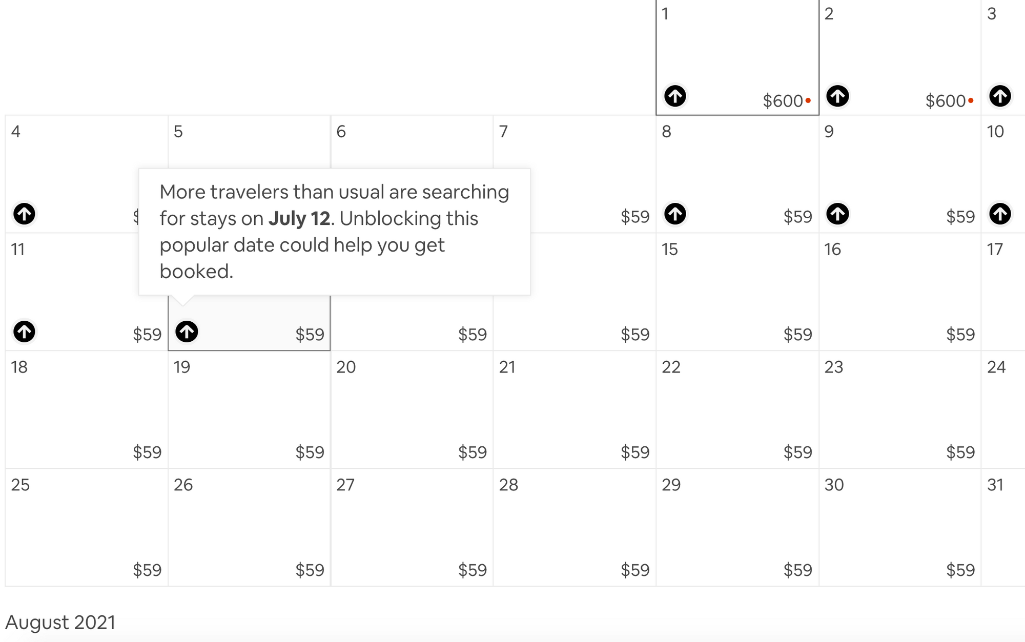 What are the black dots on my Airbnb calendar?