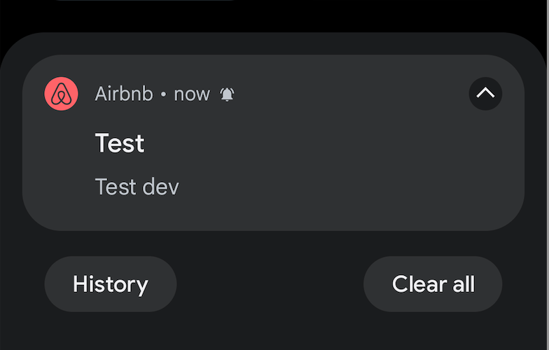 Airbnb test dev notification